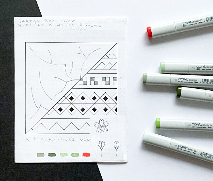 Sketch for Girl in a White Kimono